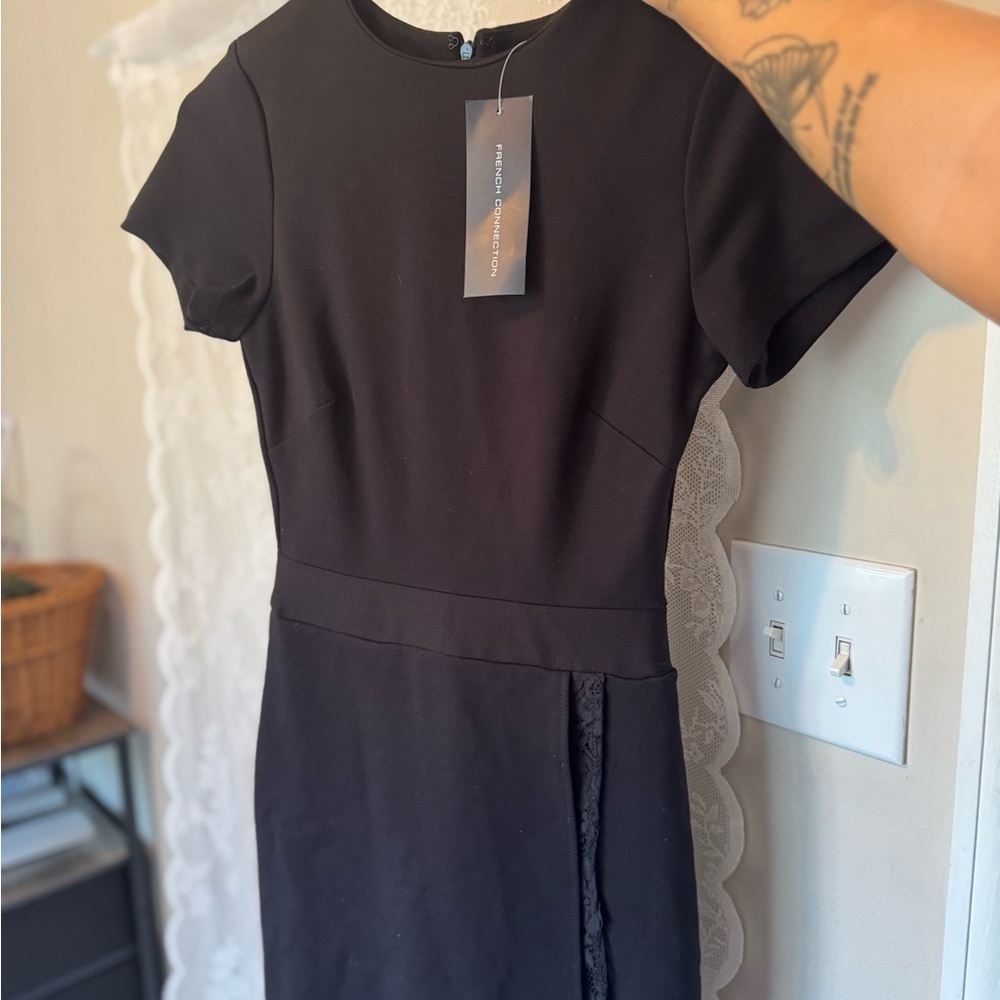 French Connection Black Mini Dress with Lace
